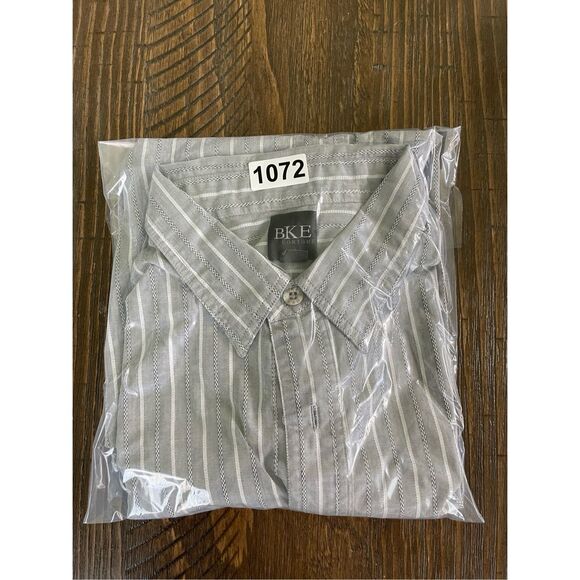 BKE Button Down Shirt Men M Gray Striped Western‎ Cowboy Style Lightweight Layer - Picture 7 of 7